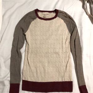 Beige w/maroon trim sweater